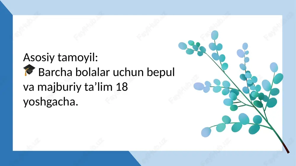 di 03 click here to add subtitle click here to add content of the text，and briefly explain your point o‘rta ta’lim bosqichi boshlang‘ich maktabdan so‘ng o‘quvchilar quyidagi yo‘nalishlardan birini tanlaydi: 1. liceum ogólnokształcące – umumiy o‘rta maktab (4 yil) 2. technikum – texnik yo‘nalishdagi o‘rta maktab (5 yil) 3. branżowa szkoła – kasb-hunar maktabi (3 yil) 04 click here to add subtitle click here to add content of the text，and briefly explain your point polsha ta’lim tizimining afzalliklari ✅ bepul va majburiy ta’lim ✅ zamonaviy o‘quv dasturlari ✅ chet tillarni erta o‘qitish ✅ o‘quvchi shaxsiga yo‘naltirilgan yondashuv ✅ psixologik va pedagogik yordam tizimi wps date：enter title name ：enter title click here to add content of the text，and briefly explain your point of view. click here to add content of the text，and briefly explain your point of view . click here to add content of the text，and briefly explain your point …