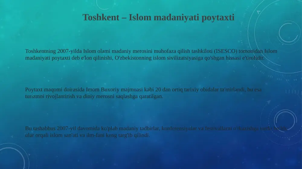 toshkentshahriislommadaniyatiningpoytaxtidebeʼlonqilinishi - Page 3