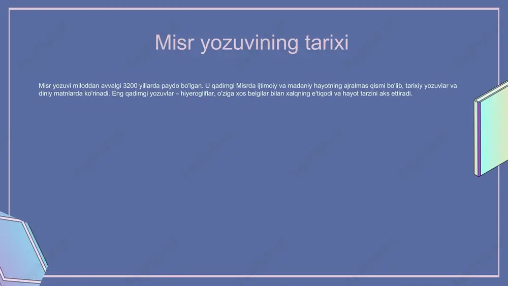 zamonaviy yozuvlar, masalan, simplified chinese, o'rtasida muhim farqlar mavjud. misol: kaligrafiya - an'anaviy uslub; chizilgan - arxiv uchun; bosma uslub - zamonaviy aloqa uchun. xitoy yozuvi turli xil uslublarga ega, jumladan, rasmiy, clerical va kaligrafiya uslublari. har bir yozuv turi o'ziga xos xususiyatlarga ega, masalan, kaligrafiya san'at sifatida qadrlanadi. photo by ashkan forouzani on unsplash 01 03 02 04 xitoy yozuvi va madaniyat xitoy yozuvi uning madaniyatida muhim rol o'ynaydi. u nafaqat kommunikatsiya vositasi, balki tarixiy meros va ijtimoiy identifikatsiya belgisi hisoblanadi. xitoy yozuvi orqali milliy identitiy va an'analar saqlanadi. xitoy yozuvi san'at va adabiyotga chuqur ta'sir ko'rsatgan. u ko'plab shoirlar va yozuvchilar uchun ilhom manbai bo'lib, adabiyotda o'ziga xos ramzlar va uslublar yaratishga yordam beradi. ushbu yozuv san'ati, shuningdek, vizual san'atda ham o'z aksini topgan. xulosa misr yozuvi miloddan avvalgi 3200-yillarda paydo bo'lib, qadimiy misr madaniyatida muhim rol o'ynagan. ossuriya-vavilon yozuvi madaniyatlararo aloqalarni aks ettiradi, bu esa tarixiy tadqiqotlarda …