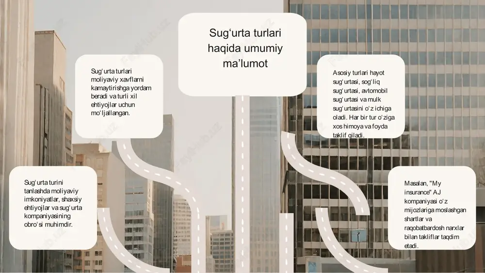 uning narxi yuqori bo'lishi mumkin va ba'zi hollarda, jiddiy kasalliklar mavjud bo'lsa, sug'urta qiyinlashadi. avtomobil sugʻurtasi avtomobil sugʻurtasi avtomobil egalarini avariyalar va o'g'irliklardan himoya qiladi. bu sugʻurta turi ko'pincha majburiy hisoblanadi, ammo yuqori premiumlar ba'zi odamlar uchun moliyaviy yuk bo'lishi mumkin. sogʻliq va mol-mulk sugʻurtasi sogʻliqni saqlash sugʻurtasi tibbiy xarajatlarni qoplashda yordam beradi, ammo ba'zi hollarda qoplov chegaralari va cheklovlar mavjud. mol-mulk sugʻurtasi ko'chmas mulk va boshqa aktivlarni himoya qiladi, lekin ko'pincha muayyan istisnolar mavjud bo'lib, bu mulk egalarini ba'zi xavf-xatarlarga nisbatan himoyasiz qoldiradi. 01. 02. 03. sugʻurta jarayonlari va ularning talablari sugʻurta jarayonining maqsadi sugʻurtaning asosiy ahamiyatini anglatadi. u, avvalo, moliyaviy xavflarni kamaytirish va sugʻurta qilinayotgan shaxs yoki mulkni himoya qilishdir. masalan, 2021 yilda sugʻurta bozorining o‘sishi 5% ni tashkil etdi, bu esa sugʻurta xizmatlarining ahamiyatini ko‘rsatadi. sugʻurtaga ariza berish uchun zaruriy hujjatlar: 1. pasport yoki shaxsni tasdiqlovchi hujjat 2. sugʻurta talabining asosiy ma'lumotlari 3. mol-mulkni tasdiqlovchi hujjatlar 4. …