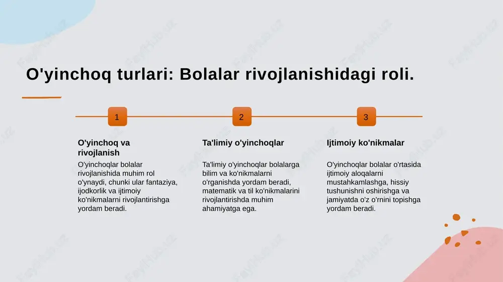 un zararsiz materiallardan, qirralarning yumshoq bo'lishidan iborat. mahalliy me'yorlar o'zbekistonda o'yinchoqlar uchun alohida xavfsizlik me'yorlari mavjud. ushbu me'yorlar bolalar rivojlanishida madaniy kontekstni hisobga oladi. o'yinchoq testlari o'yinchoqlar xavfsizlik testi o'tkazilmay turib iste'molchilarga taqdim etilishi mumkin emas. bu testlar bolalarning xavfsiz o'yin muhitini ta'minlaydi. o'yinchoqlar uchun xavfsizlik standartlari: nima uchun muhim? 1 xavfsizlik talablarining ahamiyati - o'yinchoqlar uchun xavfsizlik standartlari bolalarning sog'lig'ini va xavfsizligini ta'minlashda muhim rol o'ynaydi, ularning jarohatlanish xavfini kamaytiradi. 2 xavfsizlik standartlari - o'yinchoqlar xavfsizlik standartlari, masalan, astm va en71, bolalar uchun xavfsiz materiallar va konstruktsiyalarni belgilaydi, bu esa ularning salomatligiga ta'sir qiladi. 3 kimyoviy xavflar - o'yinchoqlarda kimyoviy moddalar, masalan, phthalates va heavy metals, bolalar uchun zararli bo'lishi mumkin. xavfsizlik standartlari bu moddalarni nazorat qiladi va taqiqlaydi. 4 madaniy moslik - o'yinchoqlar xavfsizlik standartlariga rioya qilish bilan birga, madaniy me'yorlar va an'analarni ham hisobga olishi kerak, bu bolalar uchun to'g'ri tarbiya muhitini yaratadi. o'yinchoqlardagi kimyoviy moddalar va …
