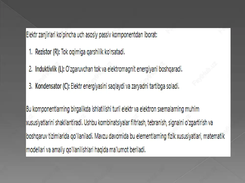 rezistor(r),induktivlik(l),vakondensator(l) elementlarning turli kombinatsiyalari - Page 3