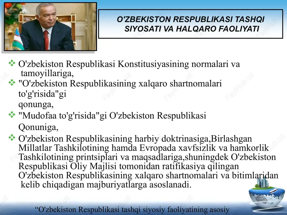 sos) xalqaro iqtisodiy va ijtimoiy hamkorlik masalalariga doir faoliyatni olib boradi. ekosos 54 a’zodan iborat bo‘lib, ular bosh assambleya tomonidan uch muddatga saylanadilar va har yili vakolatlari tugagan 18 a’zoning o‘rniga yangilari saylab boriladi. jahon sog‘liqni saqlash tashkiloti. 1946 yilda tashkil etilgan bo‘lib, qarorgoxi jeneva shaxrida. uning asosiy faoliyat sohadari yukumli kasalliklarga qarshi ko‘rash, karantin va sanitariya qoidalarini ishlab chiqish va ijtimoiy xarakterdagi masalalardir. xalqaro sog‘liqni saqlash tashkiloti sog‘liqni saqlash tizimlari ishlarini tashkil etishda, samaradorligini oshirishda, kadrlar tayyorlash va kasalliklarga qarshi ko‘rashda kumaklashadi. bmtning ta’lim, fan va madaniyat masalalari bo‘yicha tashkiloti (yunesko) 1945 yilda tashkil etilgan, qarorgohi parij shahrida. yuneskoning asosiy maqsadi davlatlar o‘rtasida ta’lim, fan va madaniyat sohalaridagi hamkorlikning va ommaviy axborot vositalarining ishlatilishi yo‘li bilan xalqaro tinchlik va osoyishtalikni ta’minlashdan iborat. jahon intellektual mulk tashkiloti 1967 yilda tashkil etilgan, qarorgohi jeneva shahrida, uning asosiy madsadi bugun dunyoda intellektual mulkni himoya qilish va bu sohadagi xalqaro kelishuvlarni hayotga tadbiq …