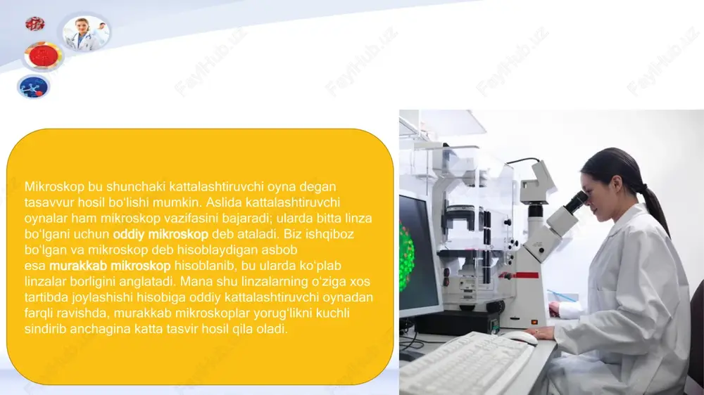 yupqa qatlamlarga kesiladi (masalan, olmosdan yasalgan kesuvchi qirra orqali) va elektron oqimi shunchaki uning yuzasidan emas, balki qatlamlar orasidan oʻtadi55start superscript, 5, end superscript. hujayra ichki tuzilmalarini oʻrganishda asosan temdan foydalaniladi. e’tiboringiz uchun raxmat! image2.jpeg image3.png image4.jpeg image5.jpeg image6.jpeg image7.jpeg image8.jpeg image9.jpeg image10.jpeg image11.jpeg image1.jpeg /docprops/thumbnail.jpeg