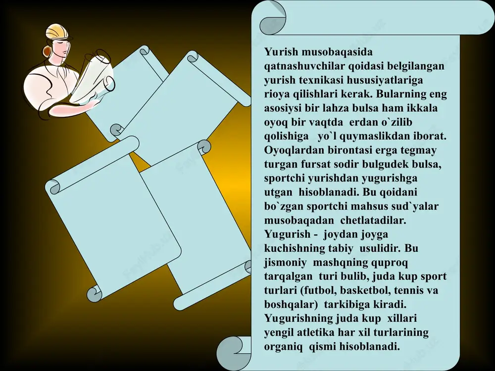 shatlardan) birin basholash uchun kontrol topshiriqlar tanlaydi yoki mashqlarga o`xshash oldingi tanish mashqlarni takrorlash uchun topshiriq beradi. 2. o`qituvchi o`quvchi haqidagi ma`lumotlar va yangi mashq-texnikasiga oid bilimlarga asoslanib plan tuzadi, o`rgatish metodi va usullarini tanlaydi. 3. o`qituvchi o`quvchini yangi xarakat bilan tanishtiradi. o`qituvchi bilan o`quvchining xarakat ko`nikmasini shakllantirish maqsadidagi bevosita aloqasi ana shundan boshlanadi. www.arxiv.uz www.arxiv.uz 4. o`qituvchi bilan o`quvchining bundan keyingi ishlari o`rganilayotgan mashq texnikasi asoslari haqida o`rgatishning: ko`rsatib berish, tushuntirish, modellarda xarakat konstruktsiyasini ko`rsatish va boshqa shu kabi tegishli usullar yordamida tasavvur shosil qilishga qaratilgan bo`ladi. o`qituvchi bilan o`quvchining shu tariqa tayyorgarlik kurishi xarakat topshiriqlarining bundan keyin amalda bajarilishi uchun zamin shozirlaydi. 5. shundan keyin o`qituvchi o`quvchiga mashqni, jumladan, qo`yidagicha bajarishni taklif qiladi: xarakatni yoki aloshida sholatni taqlid qilib ko`rsatish; mashqning xarakatning ayrim fazalarini ajratib ko`rsatish uchun ko`maklashib turib past sur`at bilan bajarish; xarakatni maksimal oson sharoitda, masalan, trenajyorda takrorlash. 6. o`quvchining mashq bajarish jarayonida o`qituvchi: xarakatlar bajarilishini …