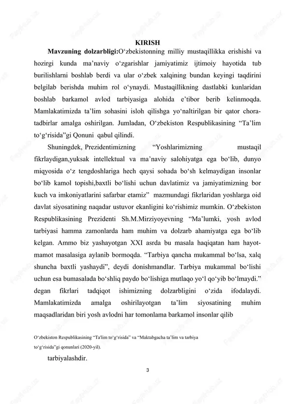 barcha so‘z turkumlaridan foydalanishga o‘rgatish, bolalarni gapirganda sonni otga, sifatni otga, sifatni fe’lga to‘g‘ri ishlatish malakalarini takomillashtirish, tovush va so‘zlarni to‘g‘ri talaffuz etishga, ravon gapirishga, mustaqil hikoya qilishga e’tibor beriladi. og‘zaki nutqini o‘stirishda mustaqil hikoya qilishga o‘rgatish katta o‘rin egallaydi: bolalalarni o‘z hayotlarida uchragan voqealar, suratlarga qarab, tarbiyachining taklif qilgan mavzusi asosida hikoyalar tuzishga o‘rgatiladi. tayyorlov guruh bolalarining hikoyalari mazmunan bog‘langan, ma’lum izchillikda, grammatik tomondan to‘g‘ri tuzilgan bo‘lishi kerak. bunda bolalarni sam olishini tshkil etish ham muhim hisoblanadi. ularning ta’limda zo‘riqishini, darslardan bezishini va hali maktab ta’limiga psixologik-pedagogik hamda jismoniy to‘liq tayyor emasligini unutmagan holda boshlang‘ich sinflarni savodga o‘rgatish darslarida bolalarni dam olish daqiqalarini tashkil etish tadqiqotimizning dolzarbligini ko‘rsatib beradi. maktabgacha ta’lim – bolalarning intellektual, ijtimoiy, psixologik va jismoniy rivojlanishiga asos bo‘ladigan muhim bosqich hisoblanadi. ushbu bosqichda ta’lim-tarbiya jarayonining sifati ko‘p jihatdan ta’lim muassasasi rahbarining malakasi, menejerlik qobiliyati va boshqaruv strategiyalariga bog‘liq. ayniqsa, davlatga qarashli bo‘lmagan (nodavlat) maktabgacha ta’lim tashkilotlari …