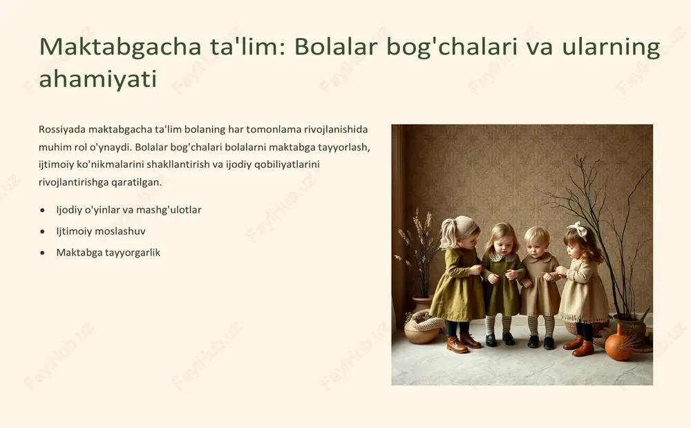 maktabgacha ta'lim: bolalar bog'chalari va ularning ahamiyati - Page 3