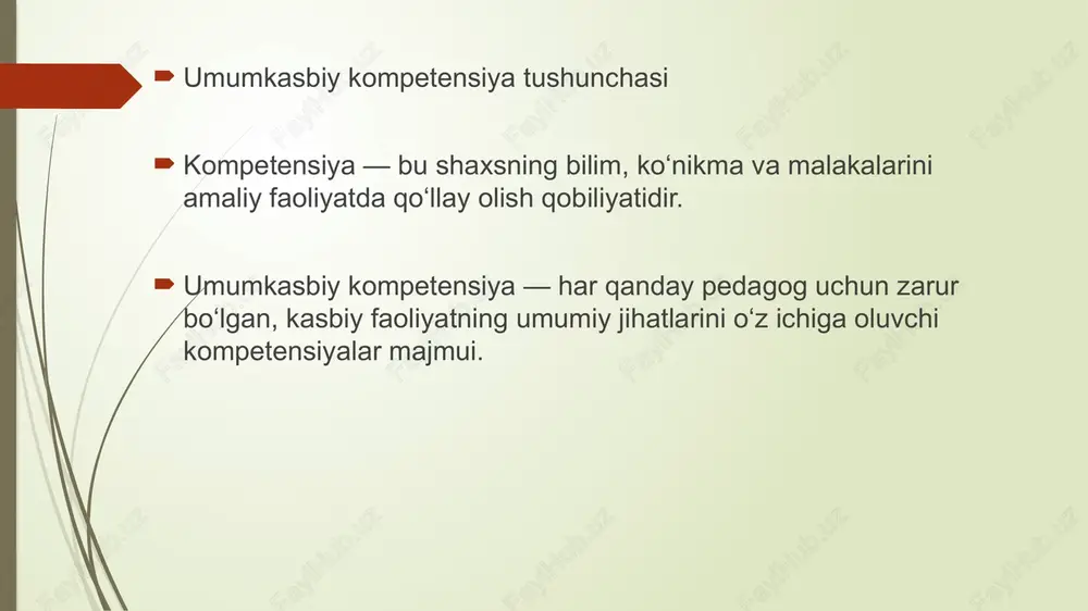 axborot-kommunikatsion kompetensiya (akt) tashkiliy kompetensiya refleksiv kompetensiya kasbiy-axloqiy kompetensiya slide 12 slide 13