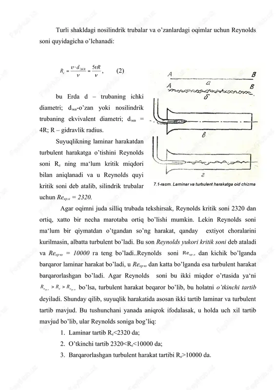gi biror voqeani tekshirish uchun uning kichraytirilgan modeli yaraladi. modellarni yasash va ularda olingan natijalarni rostakam nusxasiga o’tkazish uchun model bilan rostakam o’rtasidagi hodisalarni bir–biri bilan bog’lovchi qonuniyatlarni bilish zarur. bu qonuniyatlar o’xshashlik qonuniyatlari deb ataladi. misol uchun suvning tabiatda yoki texnikada ko’zatilayotgan harakatida kavitasiya hodisasi mavjud bo’lsa, uning modelida geometrik va kinematik o’xshashlik bo’lishidan tashqari, xuddi shunday kavitasiya hodisasi ham mavjud bo’lishi kerak. hodisalarning o’xshashligi fizik, vaqt va chegaraviy shartlarning o’xshashligini ham o’z ichiga olishi kerak. bular ikki o’xshash hodisalar uchun bir ismli miqdorlarning nisbatlari bir xil qiymatga ega bo’lishini taqozo etadi. masalan, bir hodisa uchun uzunlik o’lchamlar bo’lsin, birinchisiga o’xshash ikkinchi hodisaning uzunlik o’lchamlari esa bo’lsin. u holda agar (3) bo’lsa bu hodisalar geometrik o’xshash bo’ladi. xususan trubaning uzunligi, diametri, tezlik yoki boshqa parametrni o’lchanayotgan nuqtaning koordinatalari va x. k. bo’lishi mumkin. yuqorida aytilgan hodisalar uchun tezlik o’lchamlari va bo’lsin. (4) bo’lsa, bu hodisalar kinematik o’xshash bo’ladi. xususan …