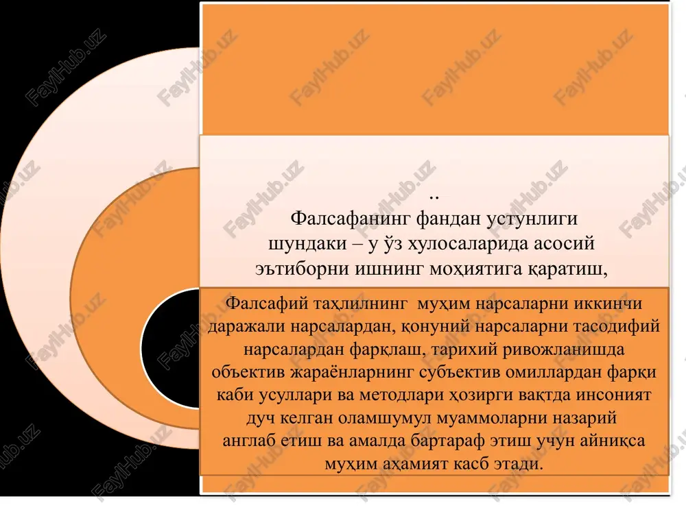 imkoniyatlari salbiy tusda ko'rilgan holda, bunday qarashlar «ekopessimizm» deb ataladi. rim klubi 1968 yil rimda o'zining birinchi majlisiga yig'ilgan olimlar, faylasuflar va jamoat arboblarining bu nufuzli xalqaro tashkiloti hozirgi davrning eng muhim umuminsoniy muammolari bo'yicha ma'ruzalar tayyorlash va e'lon qilishni o'z oldiga vazifa qilib qo'ydi. bu tashkilotning 1972 yilda e'lon qilingan «o'sish chegaralari» deb nomlangan birinchi ma'ruzasiyoq juda katta shov-shuvga sabab bo'ldi, chunki insoniyat o'zi anglamagan holda «poroxli bochka ustida o'tirib, gugurt o'ynayotgani»ni ko'rsatib berdi. rim klubining asoschisi va birinchi prezidenti aurelli pechchei mazkur tadqiqotga yozgan so'zboshisida shunday deb qayd etgan edi: «endilikda ona-erimiz har qanday o'sish sur'atlariga dosh berishga, insonning har qanday erkaliklarini ko'tarishga qodir ekanligiga sog'lom fikrlaydigan odamlarning birortasi ham ishonmaydi. o'sish chegaralari borligi ravshan, lekin ularning qandayligi va qaerdaligini hali aniqlash lozim» rim klubi: 1968 yil rimda xalqaro tashkilot; rim klubining asoschisi aurelli pechchei; «o'sish chegaralari» 1972 yilda e'lon qilingan. global muammolarni echishda falsafaning roli og'ir va …