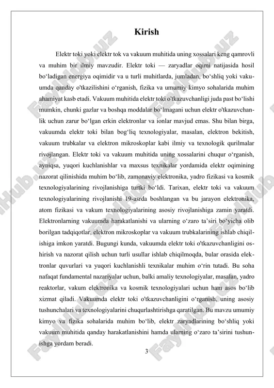 mavjud bo‘lsa, ko‘proq to‘qnashuvlar va energiya yo‘qotishlariga duch keladilar. vakuumda elektronlarning o‘zaro ta'siri va ularning harakatlanish mexanizmlari, ayniqsa, elektron mikroskoplar, elektron bekitish va vakum trubkalarida keng qo‘llaniladi. elektr toki o'tkazuvchanligini oshirish uchun turli texnologiyalar ishlab chiqilgan. masalan, elektronlar quvurlari yordamida yuqori kuchlanishlarda elektron oqimini boshqarish mumkin. bu usul yordamida elektronlarning harakatlanishi nazorat qilinadi va elektron mikroskoplar, yadro fizikasi va vakum texnologiyalarida qo‘llaniladi. bu texnologiyalar yordamida elektr toki o'tkazuvchanligining chegaralarini kengaytirish va unga erishish mumkin bo‘ladi. vakuumda elektr toki o'tkazuvchanligini tushunish nafaqat nazariy muammo, balki amaliy muhitda ham muhimdir. masalan, yadro reaktorlarida, kosmik texnologiyalarda va elektronika sohasida vakuum muhitidan foydalaniladi. vakuumda elektr toki o'tkazuvchanligi yuqori kuchlanishlar va muayyan sharoitlarda amalga oshiriladi, bu esa muhitning o'ziga xos xususiyatlariga bog‘liq. elektronlarning vakuumda harakatlanishi va ularning o‘zaro ta'siri, shuningdek, elektron oqimi va energiya uzatish mexanizmlari, bu sohada keng o‘rganilayotgan muhim mavzular hisoblanadi. shuningdek, vakuumda elektr toki o'tkazuvchanligi bilan bog‘liq bo‘lgan muhim tushunchalardan biri – …