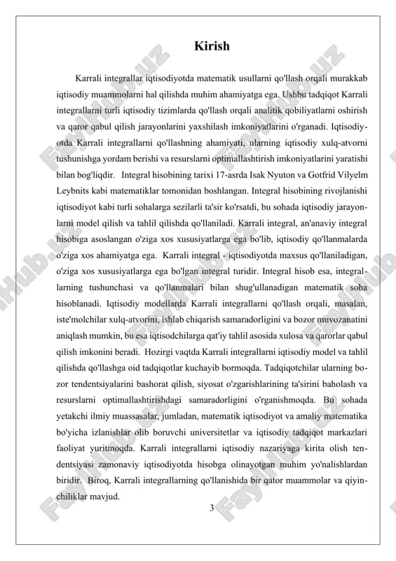 integrallar ko'pincha tenglamalarni yechishda ishlatilsa, karrali integrallar o'ziga xos xususiyatlari tufayli, masalan, kiritilgan shartlar o'zgarganda natijalarni tezda yangilash imkonini beradi. bu o'zgaruvchan bozor sharoitlarida iqtisodiy agentlarning qanday harakat qilishini oldindan prognoz qilishda juda foydali bo'ladi. karrali integrallarning iqtisodiy modellardagi qo'llanishi, shuningdek, resurslarni optimallashtirish jarayonida o'z aksini topadi. resurslarni taqsimlash va ularning samaradorligini oshirish uchun karrali integrallar yordamida ishlab chiqarish jarayonlaridagi barcha omillarni hisobga olish mumkin. misol uchun, agar ishlab chiqaruvchi o'z mahsulotlarini ishlab chiqarish jarayonida bir necha omillarni inobatga olsa, karrali integrallar yordamida bu jarayonni modellashtirish va natijalarni tahlil qilish osonlashadi. bundan tashqari, karrali integrallarni bozor muvozanatini tahlil qilishda ham qo'llash mumkin. bozor muvozanatini aniqlash uchun karrali integrallarni qo'llash, talab va taklif o'rtasidagi muvozanatni ta'minlashda, narxlarni va iste'mol xulq-atvorini prognoz qilishda yordam beradi. bu, ishonchli iqtisodiy prognozlar ishlab chiqish imkonini beradi va iqtisodiy siyosatni shakllantirishda muhim rol o'ynaydi. biroq, karrali integrallarning iqtisodiy modellarni yaratishda qo'llanilishi ba'zi cheklovlarga ham ega. karrali …