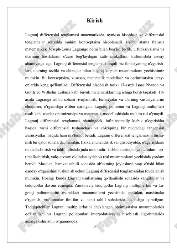 orlarining amaliy qo'llanilishi ko'plab sohalarda kuzatiladi. masalan, iqtisodiyotda, resurslarni samarali taqsimlashda va ishlab chiqarish jarayonlarida optimal yechimlarni topishda. moliya sohasida esa, investitsiya portfellarini optimallashtirishda lagrange multiplikatorlari yordamida eng yaxshi natijalarga erishish mumkin. bu, cheklovlar ostida maksimal foyda olish uchun turli xil aktivlar o'rtasida muvozanatni ta'minlashga yordam beradi. misol sifatida, biror iqtisodiy modelda lagrange multiplikatorlarining qo'llanishini ko'rib chiqamiz. faraz qilaylik, bir kompaniya o'z innovatsion mahsulotini ishlab chiqarish uchun cheklangan resurslarga ega. ularning maqsadi, xarajatlarni minimallashtirish va foydani maksimal darajada oshirishdir. bu holatda, lagrange multiplikatorlari yordamida kompaniya o'z resurslaridan qanday qilib eng samarali foydalanish mumkinligini aniqlaydi. bunda, xarajatlar va daromadlar o'rtasidagi bog'liqlikni hisobga olgan holda, eng maqbul yechimlarni topish mumkin bo'ladi. shuningdek, muhandislik sohasida ham lagrange multiplikatorlari keng qo'llaniladi. masalan, mexanikada, strukturaviy optimizatsiya masalalarida, lagrange multiplikatorlari yordamida materiallarning kuchlanish va deformatsiya holatlarini hisoblash mumkin. bu muhandislarga o'z loyihalarini yanada samarali rejalashtirishga yordam beradi. ommaviy transport tizimlarida ham lagrange multiplikatorlarining qo'llanilishi muhim ahamiyatga …