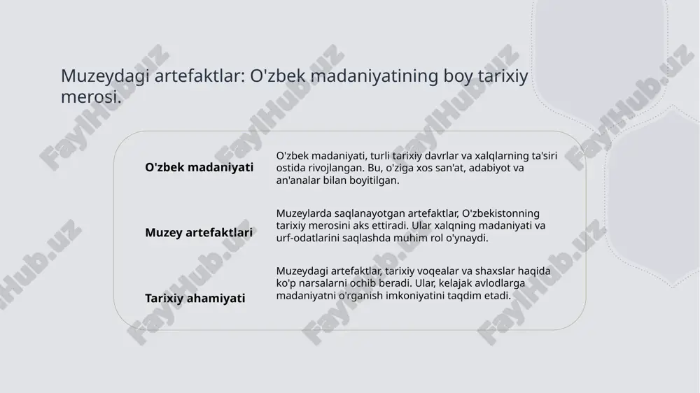 ar voqeani yanada qiziqarli va hayajonli qiladi, o'quvchini jalb etadi. detektiv hikoyaning asosiy elementlari va ularning o'zaro aloqalari. 1 asosiy qahramonlar detektiv hikoyada asosiy qahramonlar muhim rol o'ynaydi. ular qotillikni ochish uchun zaruriy ma'lumotlarni keltirib chiqaradilar va o'zaro aloqalarini o'rnatadilar. 2 muammo va yechim har bir detektiv hikoyada muammo, ya'ni qotillik voqeasi, mavjud. qahramonlar ushbu muammoni hal etish uchun bir qator yechimlarni izlaydilar va harakat qilishadi. 3 o'zaro aloqalar qahramonlar o'rtasidagi o'zaro aloqalar, hikoyaning rivojini belgilaydi. ularning munosabatlari va qarorlar qotillik voqeasini ochishda muhim ahamiyatga ega. qotillik voqeasining muloqoti: belgilari va simvollar. belgilar va simvollar muzeydagi qotillik voqeasida belgilarning o'rni muhimdir. har bir artefakt o'ziga xos hikoya va ma'noni to'ldiradi, voqealarni chuqurlashtiradi. artefaktlar va ramzlar madaniy artefaktlar qotillik voqeasida muhim ramz sifatida xizmat qiladi. ular voqealar rivojlanishida sirlar va muammolarni ochishga yordam beradi. hikoya muloqoti qotillik voqeasida muloqot belgilari va simvollar orqali ifodalanadi. bu, qahramonlarning hissiyotlari va fikrlarini aks ettiradi, …