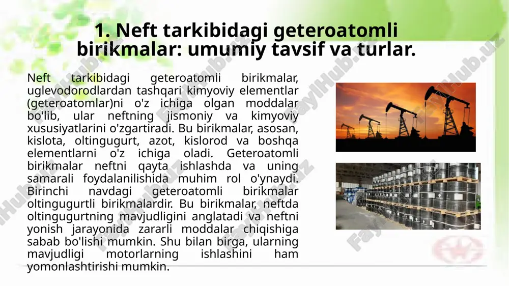 neft tarkibidagi geteroatomlu birikmalar.pptx - Page 3