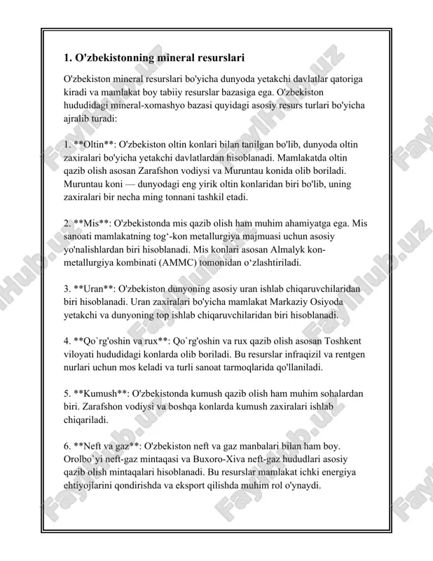 arga porloq ko'rinish berish uchun ishlatiladi. dunyo bo'ylab har yili taxminan 8 million tonna bariy sulfati ishlab chiqariladi va uning sezilarli qismi to'qimachilik sanoatiga yo'naltiriladi. 3. **kaolin (al₂si₂o₅(oh)₄)**: kaolin loy sifatida ham tanilgan, chunki u to'qimalarni mustahkamlash va silliqlik berish uchun ishlatiladi. kaolinning yillik ishlab chiqarish miqdori dunyo bo'ylab taxminan 45 million tonnani tashkil etadi, va bu miqdorning ma'lum bir qismi to'qimachilikda qo'llaniladi. 4. **talk (mg₃si₄o₁₀(oh)₂)**: talk matolarni silliqlashtirish va ularga yengil va sirpanchi qoplama berish uchun ishlatiladi. shuningdek, talk yong'inga chidamlilikni oshiradi. talkning global ishlab chiqarish miqdori har yili taxminan 7 million tonnani tashkil etadi. 5. **titan dioksidi (tio₂)**: titan dioksidi yuqori darajadagi oq pigment va quyosh nurlaridan himoya vositasi sifatida qo'llaniladi. to'qimachilik sanoatida u matolarni oqartirish va uv-nurlardan himoya qilish uchun qo'llaniladi. har yili taxminan 6 million tonna titan dioksidi ishlab chiqariladi va uning muhim qismi to'qimachilikda ishlatiladi. 6. **gip (kaltsiy sulfati dihidrat - caso₄·2h₂o)**: gip to'qimachilikda stabilizator …