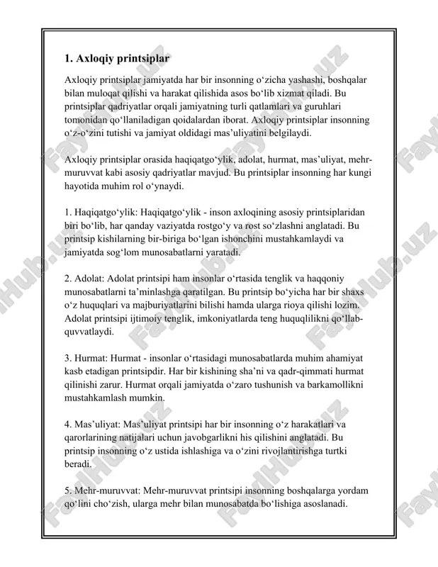 xshi va yomon tushunchalari yaxshi va yomon tushunchalari madaniyatlararo turli yo‘llar bilan talqin qilinadi. ushbu tushunchalar axloq, odob, huquq va boshqa ijtimoiy me'yorlarga bog‘liq bo‘lib, u yoki bu xatti-harakatning ijobiy yoki salbiy baholanmaganidan kelib chiqadi. yaxshi tushunchasi ko‘pincha ijobiy fazilatlar bilan bog‘liq bo‘lib, insoniyat tarixida turli nuqtalarda va madaniyatlarda mavjud bo‘lgan muhim axloqiy me‘yorga aylangan. masalan, shaxslarning o‘zaro hurmat ko‘rsatishi, o‘zaro yordam, halollik, yaxshilik qilish kabi xatti-harakatlar turli jamiyatlarda yaxshi sifat sifatida baholanadi. yaxshilik qilish, boshqalarga yordam berish, mehr-oqibat ko‘rsatish barcha dinlar va mafkuralarda turli darajada rag‘batlantiriladi. misol uchun, islom dinida sadaqa berish, qavmni qo‘llab-quvvatlash muhim fazilatlar hisoblanadi. yomon tushunchasi esa salbiy xatti-harakatlar va fazilatlar bilan bog‘liq. bunga yolg‘on gapirish, o‘g‘irlik, xiyonat kabi insonlar orasidagi munosabatlarni buzuvchi xatti-harakatlar kiradi. har bir jamiyatda yomon xatti-harakatlar qoralangan bo‘lib, bu har doim ham qatiy jazolanishi yoki taqiq qilishni o‘z ichiga oladi. huquqiy tizimlar, turli mamlakatlarda, yomonlikni bartaraf etish uchun turli choralarni ishlab chiqqan. …