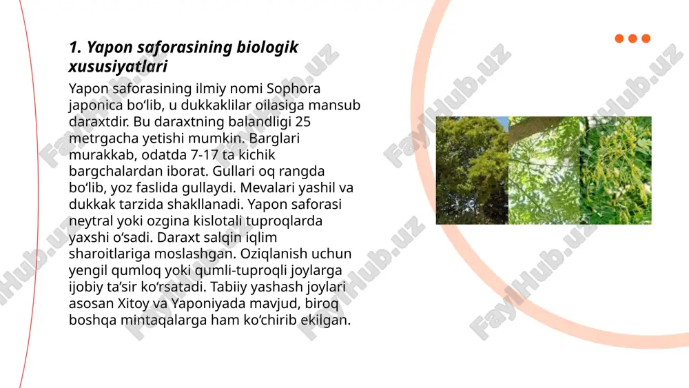 lanish lozim, chunki bu ildizlarning chirishiga olib keladi. sug'orish eng yaxshi erta tongda yoki kechqurun amalga oshiriladi, bu esa suvning yaxshi singishiga va bug'lanishning oldini olishga yordam beradi. o'simlikning dastlabki rivojlanish bosqichlarida sug'orishga alohida e'tibor qaratish lozim. ... t.me/slaydai_bot 7. o'g'itlash va tuproq boyitish 7. o'g'itlash va tuproq boyitish yaxshi hosil olish uchun muhim qadamdir. o'g'itlar tuproqni zarur oziq moddalar bilan ta'minlaydi, bu esa o'simliklarning o'sishi va rivojlanishiga yordam beradi. mineral o'g'itlar tarkibida azot (n), fosfor (p) va kaliy (k) kabi asosiy elementlar bo'ladi. har bir ellik kilogramm mineral o'g'it o'rtacha o'nta sotix maydonining hosildorligini oshirishi mumkin. organik o'g'itlar, masalan, go'ng va kompost, tuproq tuzilishini yaxshilaydi va mikrofiora faolligini oshiradi. tuproqni muvozanatli o'g'itlash orqali hosildorlikni 30-50% ga oshirish mumkin. tuproqning ph darajasini 6.0-7.5 oralig'ida saqlash ham o'g'itlash samaradorligini ta'minlaydi. ... t.me/slaydai_bot zararkunandalar va kasalliklar nazorati qishloq xo'jaligida muhim ahamiyatga ega. har yili qariyb 20-40% o'simlik mahsulotlari zararkunandalar va kasalliklar tufayli …