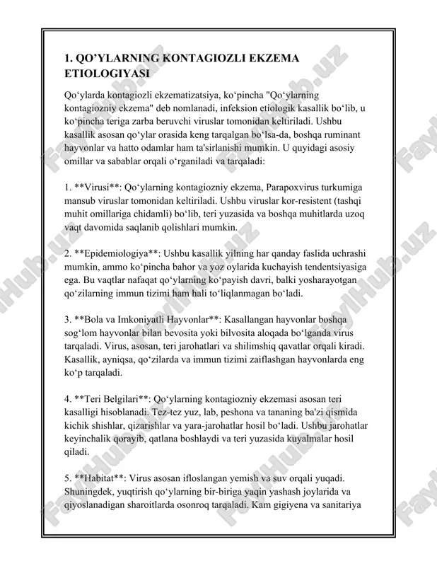 da hayvonning og’zi atrofida yoki yuz qismida mayda qizil dog’lar sifatida boshlanadi. bu dog’lar keyinchalik o’choqli tarzda tarqalishi mumkin. 2. **pufakchalar**: dog’lar qizarishi ortidan, bir necha kun ichida, o’sha joylarda mayda pufakchalar (vezikullar) paydo bo’ladi. bu pufakchalar ichida tiniq suyuqlik mavjud bo’ladi va ko’pincha guruh bo’lib keladi. 3. **qo’rqmaktadır**: pufakchalar tezda yoriladi va ularning o’rnida yaralar hosil bo’ladi. yaralar bunga o’xshash infektsiyalar bilan yuqishga moyil. ushbu jarayon 1-2 hafta davomida rivojlanishi mumkin. 4. **yara hosil bo’lish**: yorilgan pufakchalar infektsiyalanib, qalin qo’yishiq qizg’ish yoki sariq po’stlog’air hosil qiladi. bu yaralar ko’p hollarda katta maydonlarni ega bo’ladi va yaralar 3-4 haftagacha davomida qolishi mumkin. 5. **ko’pikli shishlar**: ba’zi hollarda, maxsus ko’pikli shishlar yuzaga kelishi mumkin, bu esa og’riq beruvchi bo’lib, hayvonning ovqat yeyishini qiyinlashtirishi mumkin. 6. **tarqalish joylari**: kasallik birinchi navbatda hayvonning og’zi atrofida ko’proq tarqaladi, lekin ayniqsa yel qo’ziqorin qismida, tos va orqa oyoqlarda ham rivojlanishi mumkin. 7. **oziqlana olmaslik**: og’riq …