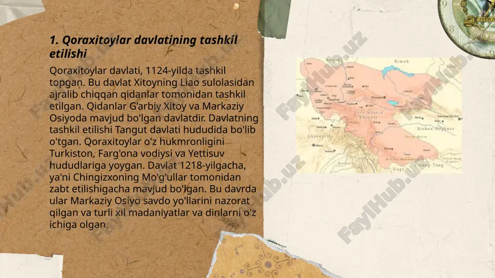 ashaganlar. qoraxitoylar oʻziga xos meʼmoriy yodgorliklar va sanʼat asarlarini yaratgan. ularning davlati markazi balasagun shahri boʻlgan. qoraxitoylar koʻchmanchi turkiy qabilalardan boʻlib, ularda buddizm va maniheylik kabi dinlar rivojlangan. qoraxitoylar davrida savdo yoʻllari, xususan, buyuk ipak yoʻli orqali keng rivojlanish kuzatilgan. ular zakovatli hukmdorlar va sanʼatkorlar bilan mashhur boʻlgan. bugungi kunda ularning madaniy merosi arxeologik qazilmalar orqali oʻrganilmoqda. ... t.me/slaydai_bot 7. qoraxitoylar davlati iqtisodiy rivojlanishi qoraxitoylar davlati iqtisodiy rivojlanishi xx asrning o'rtalaridan boshlab tez sur'atlarda rivojlandi. 1960-yillarda yalpi ichki mahsulot (yaim) o'sish sur’ati 5% atrofida bo‘lgan. 1990-yillarda bu ko‘rsatkich 8% ga yaqinlashdi. 2010-yillarda sanoat sektori yalpi ichki mahsulotning 30% ni tashkil etgan, qishloq xo‘jaligi esa 10% ning atrofida edi. savdo balansida eksport 20 milliard aqsh dollariga yetgan, import esa 18 milliard aqsh dollari miqdorida edi. umumiy ish bilan bandlik darajasi 70% ni tashkil qilgan, ishsizlik darajasi esa 5% atrofida edi. energiya iste'moli 100 teravatt-soatga yetgan, ularning 60% i qayta tiklanadigan manbalardan …