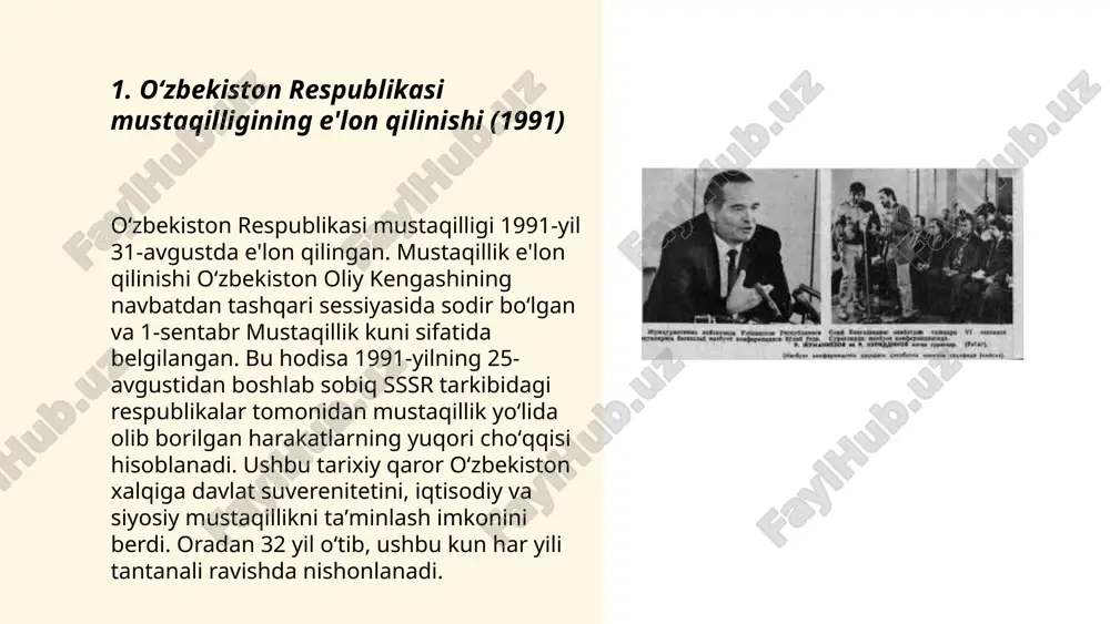 yalash maqsadini ko‘zlagan. ... t.me/slaydai_bot o'zbekistonda sog'liqni saqlash tizimidagi islohotlar davom etmoqda. 2021-yilda sog'liqni saqlashga ajratilgan davlat byudjeti 18,5 trillion so'mni tashkil etdi. respublika bo'ylab 20 mingdan ziyod tibbiy muassasa faoliyat yuritmoqda, ularda 200 mingga yaqin tibbiyot xodimi, jumladan 65 mingdan ortiq shifokorlar xizmat qilmoqda. 2020-yilda aholi uchun sifatli tibbiy xizmatlarni taqdim etishni yaxshilash maqsadida 5 mingdan ortiq zamonaviy tibbiy uskunalar sotib olindi. tibbiyot oliygohlarida har yili 7000 dan ziyod talaba mutaxassislik darajasini oshiradi. 2023-yilgacha birlamchi tibbiy yordam uchun 2000 dan ortiq qo'shimcha shifokor tayyorlandi. ... t.me/slaydai_bot 7. milliy xavfsizlik va mudofaa tizimini mustahkamlash o'zbekistonda milliy xavfsizlik va mudofaa tizimini mustahkamlash muhim ahamiyatga ega. 2022-yilda o'zbekiston mudofaa byudjeti 1,5 milliard aqsh dollarini tashkil etgan. davlat xavfsizlik xizmati, milliy gvardiya va harbiy kuchlar kabi tizimlar xavfsizlikni ta'minlashda faol ishtirok etmoqda. mudofaa sohasidagi islohlar doirasida o'zbekiston 2023-yilgacha harbiy xizmatchilarning sonini 50 mingga yetkazishni rejalashtirgan. shuningdek, zamonaviy texnologiyalar va qurol-yarog' tizimlarini yangilash maqsad …