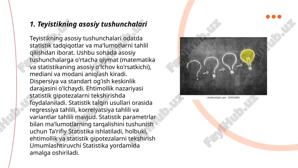 san mantiqiy va falsafiy tahlil orqali tabiiy olamni tushuntirishga qaratilgan. g'arbda, aristotel tizimi mantiqiy hududda nazariy ilmiy loyihalar uchun asosiymuzi. sharqda esa, konfutsiy va lao tzu kabi faylasuflar ta'limotlari axloq, ijtimoiy tartib va tabiat bilan uyg'unlikni qadrlaydi. ikkala mintaqada ham matematika va astronomiya muhim owazi bor edi, lekin tadqiqotlar yondashuvida sezilarli farqlar bor edi. g'arbda eksperimental usul, sharqda esa an'anaviy qadr-qimmatlar va intuitiv yondashuvlar ustuvor edi. ... t.me/slaydai_bot 7. teyistik va din munosabatlari 7. teyistik va din munosabatlari mavzusida statistik ma'lumotlar: 2021-yilgi tadqiqotga ko'ra, o'zbekiston aholisining 94% musulmondir, ko'pi sunniy mazhabga mansub. qolgan qismini xristianlar, buddistlar va boshqa din vakillari tashkil etadi. diniy tashkilotlar soni rasman 2300 dan oshadi, ulardan 2000 ga yaqini musulmon tashkilotlaridir. har bir hududda kamida bitta masjid mavjud bo'lib, jami masjidlar soni 2050 atrofida. shu xarakterda davlat-din munosabatlarini tartibga soluvchi qonunlar juda ko'p, eng muhimi "vijdon erkinligi va diniy tashkilotlar to'g'risidagi" qonun bo'lib, u 1998-yilda qabul …