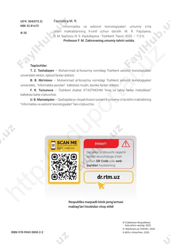 mantiqiy sxemalar ......................................... 13 amaliy mashg‘ulot ......................................... 16 i bob. kompyuterning mantiqiy ishlash prinsipi masalalarni kompyuterda yechish bosqichlari ....................................................... 17 model va uning turlari .................................. 20 amaliy mashg‘ulot ......................................... 26 ii bob. kompyuterda masalalarni loyihalashtirish va modellashtirish algoritm tushunchasi va uning xossalari ...............................................27 algoritm turlari va tasvirlash usullari .......... 30 amaliy mashg‘ulot ......................................... 34 nazorat ishi .....................................................35 chiziqli algoritmlar ......................................... 35 tarmoqlanuvchi algoritmlar ......................... 37 amaliy mashg‘ulot ......................................... 39 takrorlanuvchi algoritmlar ........................... 40 amaliy mashg‘ulot ......................................... 43 aralash (kombinatsiyalashgan) algoritmlar ....................................................... 44 iii bob. algoritmlash asoslari dastur va dasturlash haqida ......................... 47 dasturlash tillari ............................................. 48 python dasturlash tilini o‘rnatish ................. 51 pythonda o‘zgaruvchilarni tavsiflash .......... 54 pythonda xatoliklar bilan ishlash ................. 57 pythonda ma’lumot turlari ............................ 59 amaliy mashg‘ulot ...........................................61 nazorat ishi ...................................................... 62 iv bob. dasturlash asoslari htt p:/ /ed up ort al. uz 4 i bob. kompyuterning mantiqiy ishlash prinsipi 1-dars. mantiq asoslari sizningcha, bular qanday savollar …