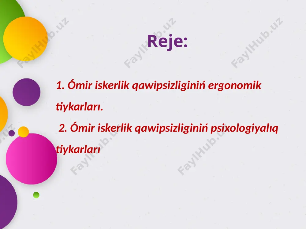 ilmegende qosılıp qalıw múmkinshiligin kemeytiw ushın olar jetkilikli dárejede qarsılıqqa iye bolıwı kerek. ergonomika boyınsha dereklerde arnawlı aytıp ótilgen, konstruktor óziniń antropometrik hám psixofiziologikalıq xarakteristikaların basqa adamlar ushın da úlgili dep qaramaslıgı hám sol tiykarda zatlardı proektlestiriw processin payda etpesligi kerek. tek insan denesi ólshemleri hám aǵzaları haqqında, onıń jası hám jınsı úyrenilgen halda keń tóplanǵan sistemalı saylanǵan maǵlıwmatlardı tartqanda ólshem standartların proektlestiriw ushın bekkem ilimiy baza bolıwı múmkin. ómir iskerlik qawipsizligi psixologiyasi miynet qawipsizligi psixologiyasi - psixologiyalıq ilmniń bir tarawı bolıp tabıladı. social -tariyxıy hám anıq islep shıǵarıw sharayatına, miynet qurallarına, miynetke oqıtıw usıllarına hám isleytuǵınlardıń jeke psixologiyalıq sapalarına baylanıslı halda hár túrlı túrdegi miynet iskerliginiń psixologiyalıq abzallıqların úyrenedi. sonıń ushın miynet psixologiyasınıń úyreniw obiekti tekǵana miynet iskerligi hám miynet qawipsizligi bolmastan, bálki miynetkeshlerdiń jeke abzallıqları, onıń kásiplik qábiletleri hám miynet iskerligi ámelge munasábetler, predmetler, qurallar, miynet azıqları óndiriske oqıtıwdıń usılları esaplanadı miynet psixologiyasinin tiykarǵı máselesi - miynet iskerliginiń …