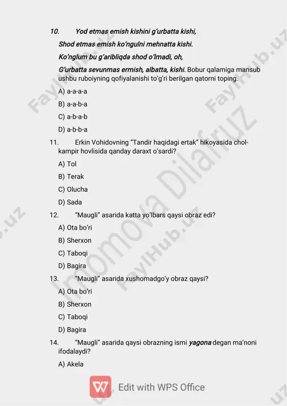 5-sinf adabiyot 3-chorak test - Page 3