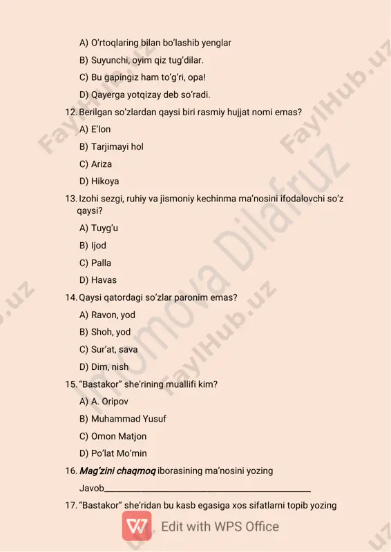 5-sinf ona 3-chorak test 2024 yilgi nashr asosida - Page 3