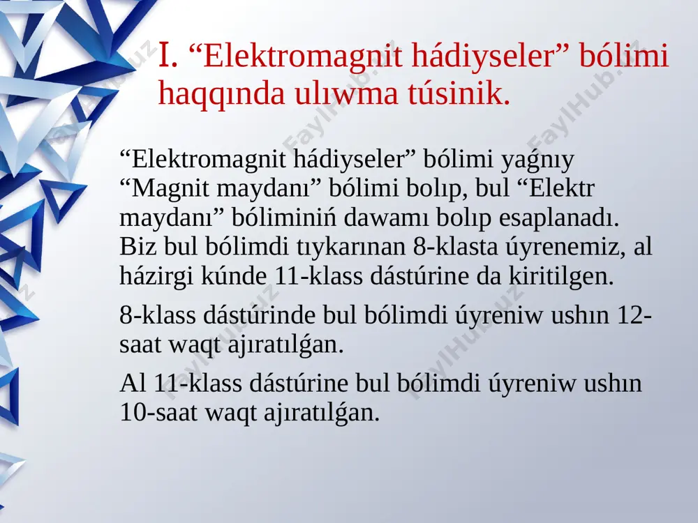 materiallar, kórgizbe qurallar 3. taza tema bayanı 15 minut tema túsindiriw barısında “klaster” metodın qollaw tarqatpa materiallar 4. taza temanı bekkemlew 10 minut insert kestesi hám skanvord usılınan paydalanıp tarqatpa materiallar 5. úyge tapsırma beriw. 2 minut otilgen temanı oqıp keliw oqıwlıq 6. oqıwshılardı bahalaw. 3 minut oqıwshılardı xoshametlew, aktiv qatnasqan oqıwshılardı qosımsha bahalaw xoshametlew karoshkaları úyge tapsırma soraw “intervyu” metodı bul metodta hár bir oqıwshı menen jeke túrde islesemiz. yaǵnıy klassta hámme oqıwshı sabaqqa qatnasıwı óz pikirin aytıwları kerek boladı. bul metod oqıwshıda qorqpawdı, erkin sóyley alıwdı payda qıladı. bunda hár bir oqıwshı tema boyınsha kem degende bir túsinik aytıwları kerek boladı. “ blic-soraw ” metodi “ blic-soraw ” metodi (inglizshe “blic”-tezlik penen, dárhal) metodi berilgen sorawlarģa qisqa,aniq hám toliq juwap qaytariliwin talap etetuģin metod.tálim mekemelerinde bul metodqa muwapiq sorawlar tiykarinan oqitiwshi tárepinen beriledi.berilgen sorawlarģa juwaplar topar menen, jupliq yaki individual tarizde qaytariliwi múmkin.juwap qaytariw formasi úyrenilip atirģan temaniń …
