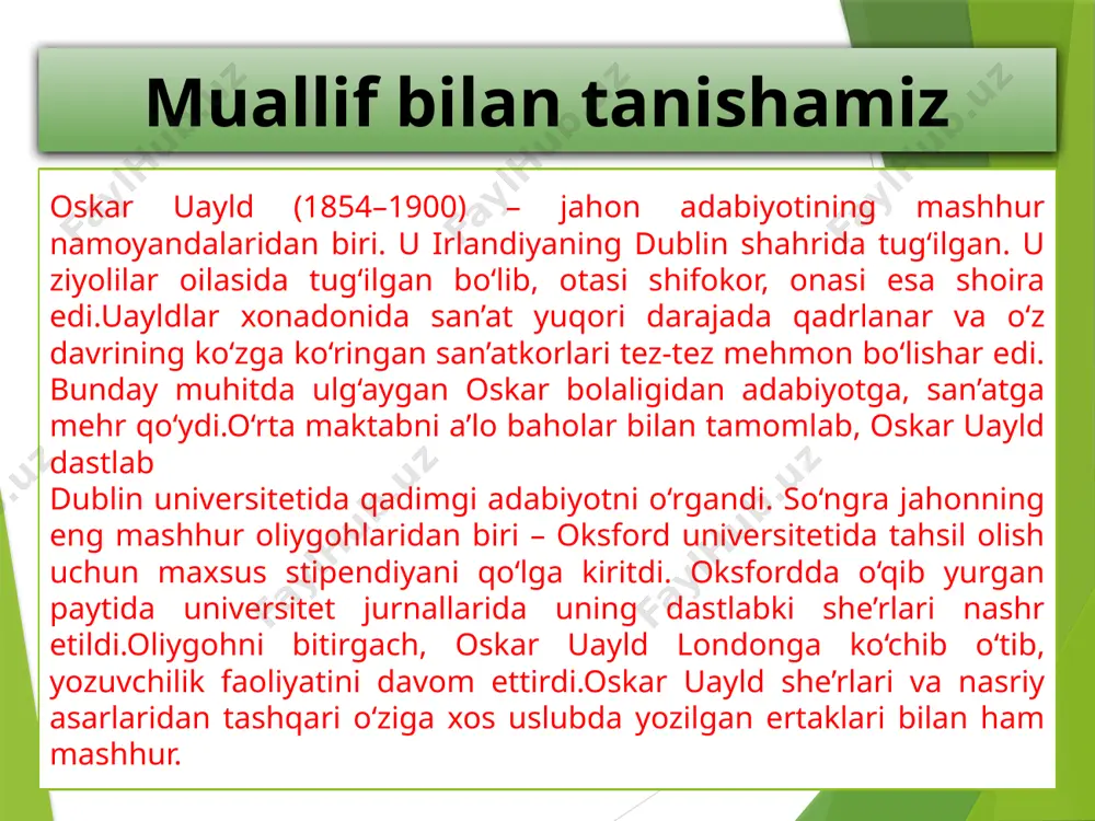 g‘och uchib ketdi. baxtli shahzoda ko’z yoshi qaldirg‘och baxtli shahzodaning oyoqlari ostiga qo‘ndi. – endi mening oltin yotoqxonam bor! – g‘ururlanib qo‘ydi u atroﬁga nazar solarkan va boshini qanotlarining ostiga olib endi uyquganchog‘lanib turgandi hamki, ustiga yirik bir tomchi kelib tushdi. – ajabo! – hayratlandi qaldirg‘och. – osmonda bir parcha ham bulut yo‘q: tiniq va charog‘on yulduzlar parpirab turgan bo‘lsa, yomg‘ir qayoqdan paydo bo‘ldi ekan? shimoliy yevropaning ob-havosi juda rasvo-da. yomg‘ir qamishginamning joni-dili edi, ammo u shunday xudbin ediki. shu payt yana bir tomchi kelib urildi. – e, o‘rgilib qo‘ydim: yomg‘irdan saqlolmaydigan haykaldan nima naf?! bironta soyabonli mo‘ri topmasam bo‘lmaydi, shekilli. shunday deb, qaldirg‘och parvozga shaylandi. ammo qanotlarini yoyishga ulgurmasidan yana bir tomchi kelib tushdi. qaldirg‘och tepaga qaradi va nimani ko‘rdi deng! – sen kimsan? – deb so‘radi qaldirg‘och. – men baxtli shahzodaman. – unda nega yig‘layapsan? shalabbo qilib yubording-ku! – tiriklik paytimda, san-susi saroyida yashagan chog‘larimda yuragim odamlarnikidek jonli …