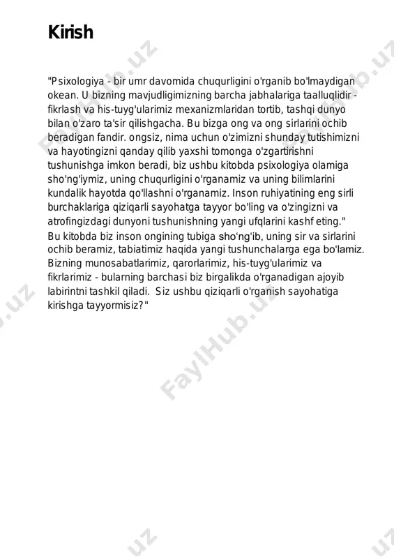 qo'llab- quvvatlang. 4. ijtimoiy ko'nikmalar: samarali muloqot qilish, aloqalarni o'rnatish va nizolarni hal qilish qobiliyati jamiyatda muvaffaqiyatli moslashish va kasbiy o'sishga yordam beradi. muloqot qobiliyatingizni rivojlantiring, turli ijtimoiy vaziyatlarda ishtirok eting va hamkorlik va tushunishga intiling. dam olish va stressni boshqarish usullari stress darajasini pasaytirish, farovonlik tuyg'usini oshirish va umumiy farovonlikni yaxshilashga yordam beradigan texnika va amaliyotlar to'plamidir. ushbu usullar tana va ongni bo'shashtirishga qaratilgan turli xil jismoniy, psixologik va xulq-atvor usullarini o'z ichiga oladi. foydalanish: 1. chuqur nafas olish: chuqur nafas olish amaliyoti tanadagi stress va taranglikni kamaytirishga yordam beradi. dam olish va xavotirni kamaytirish uchun diafragma nafas olish yoki 4-7-8 usuli kabi chuqur nafas olish usullaridan foydalaning. 2. mushaklarning progressiv bo'shashishi: bu usul turli mushak guruhlarini oyoqdan yuzgacha bo'shashtirish va taranglashtirishni o'z ichiga oladi. tanangizdagi kuchlanishdan xabardor bo'lish va kamaytirish uchun ushbu texnikani qo'llang. 3. meditatsiya: muntazam meditatsiya amaliyoti diqqatni jamlashga, stressni kamaytirishga va umumiy farovonlikni yaxshilashga yordam …