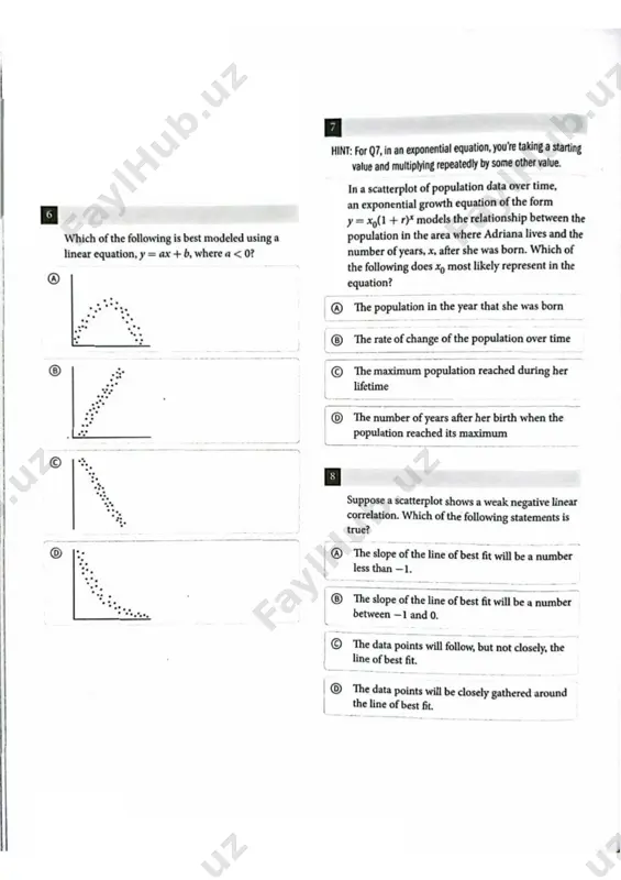ot can be represented with a quadratic model. _____ _______ _ ________ —— ------------------------ © the is no relationship between the height of the ■ water in the tank and time. b) 42 c) 2 d) 300 e) 18 f) 12 g) 25 h) 60 i) 18 j) 0.252 qo`shimcha javoblar kaliti a) 33