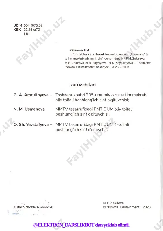 z marta eshitgandan, bir marta ko‘rgan yaxshi. @elektron_darslikbot dan yuklab olindi. 5-dars biz olamni qanday qabul qilamiz? bular qanday hid taratadi? • qaysi hidlar yoqimli? • qaysi hidlar yoqimsiz? • burun orqali qanday ma’lumotlarga ega bo'lish mumkin? @elektron_darslikbot dan yuklab olindi. biz olamni qanday qabul qilamiz? 5-dars f 1. qizaloq qanday hidni sezmoqda? 2. qaysi rasm ortiqcha? 3. iborani sharhlab bering. burnidan narini ko‘ra olmas. tlr @elektron_darslikbot dan yuklab olindi. qabul qilamiz? qaysi mevalar shirin? qaysi sabzavotlar achchiq? qaysilari sho‘r? qaysilari nordon? @elektron_darslikbot dan yuklab olindi. biz olamni qanday qabul qilamiz? 6-dars 1. rasmdagi sabzavotlar orasida eng achchig'i qaysi? .-j 2. qaysi rasm ortiqcha? 3. maqolning m a’nosini tushuntirinc tilingda bo‘lsa boling, kulib turar iqboling. ffz m -k m to n r es»'** farg'oma v iu w i tontom r n ’iani i • *.,■* i*;.', va m a kta 8 i 5.?-' s 7 /:l ty um fcaxtaisi №j …