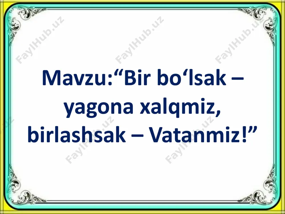 shahrida, shuningdek, barcha shahar va tumanlar, qishloq va ovullarda keng nishonlanishini ta’minlaydi;  barcha hududlarda aholining keng qatlamlari o‘rtasida mustaqillik bayramiga bag‘ishlab ma’rifiy uchrashuvlar, ochiq muloqot va suhbatlar, adabiy-badiiy kechalar, dolzarb mavzular bo‘yicha fikr almashuvlar, madaniy tadbirlarni samarali o‘tkazish maqsadida taniqli ilm-fan namoyandalari, ijodkor ziyolilar, madaniyat va san’at arboblaridan iborat targ‘ibot guruhlarini tashkil etsin hamda ularning aniq reja asosida faoliyat olib borishini yo‘lga qo‘yadi;  belgilangan chora-tadbirlar qanday amalga oshirilayotgani yuzasidan har bir hudud, vazirlik va idora rahbarlarining hisobotlarini o‘z yig‘ilishlarida muntazam ravishda eshitib boradi. qoraqalpog‘iston respublikasi, viloyatlar va toshkent shahrida o‘tkaziladigan bayram dasturlarini tayyorlashga ommaviy tomoshalar bo‘yicha yuksak mahorat va tajribaga ega bo‘lgan ssenarist va rejissorlar, yozuvchi va shoirlar, kompozitor va baletmeysterlar, sahna rassomlari, iste’dodli yosh ijrochilar, maqom va baxshichilik san’ati vakillaridan iborat ijodiy guruhlar keng jalb etilsin. joylarda mustaqillik bayramini yuqori saviyada o‘tkazish maqsadida quyidagi masalalarga alohida e’tibor qaratiladi:  so‘nggi yillarda mamlakatda amalga oshirilayotgan tub demokratik islohotlar, …