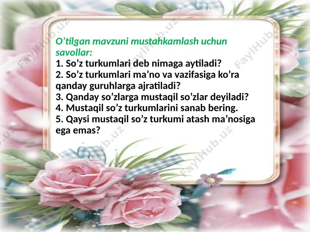 yordamchi so'zlar yuzasidan takrorlash 5-sinf - Page 3