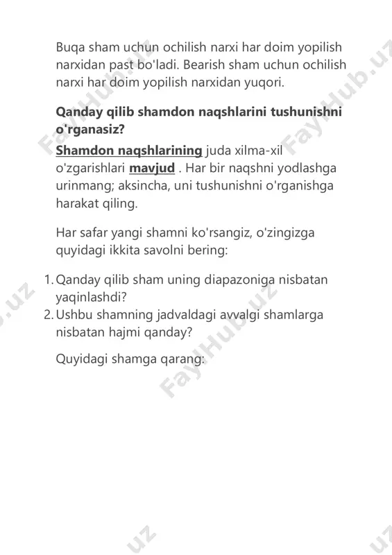 i tushunish uchun avval narxlar harakatining asosiy yuqori va past tomonlarini aniqlashimiz kerak.  yuqori va past darajalar ko'tariladi - bozor o'sish tendentsiyasida.  yuqori va past darajalar pastga siljiydi - bozorda pasayish tendentsiyasi mavjud.  yuqori va past ko'rsatkichlar bir xil diapazonga ega - bozor birlashmoqda. shamdon jadvalidagi tendentsiyalar va orqaga chekinishlar bozor to'g'ri chiziqda harakat qilmaydi. narx to'lqinlarda harakatlanadi: yuqoriga va pastga, yuqoriga va pastga, yuqoriga va pastga. ushbu harakatlarni quyidagicha tasniflash mumkin:  trend harakati.  orqaga qaytarish. trend harakati har qanday tanidi kuchdir trend va eng tez-tez katta shamdon ustida shakllanadi: orqaga qaytarish - bu hozirgi tendentsiyadagi zaiflik. ular trendga qarshi harakat qiladigan kichik shamlarda paydo bo'ladi: sog'lom tendentsiyada biz tendentsiya harakatini, keyin esa vaqti-vaqti bilan orqaga chekinishni kuzatamiz. biroq, tendentsiya zaiflashganda, tuzatuvchi harakat endi kichik shamlarga emas, balki https://traderblog.net/trend/ katta shamlarga ega. bu narx teskari bo'lishi mumkinligini ko'rsatadi: bozorning o'zgarishini qanday taxmin qilish mumkin? ushbu …