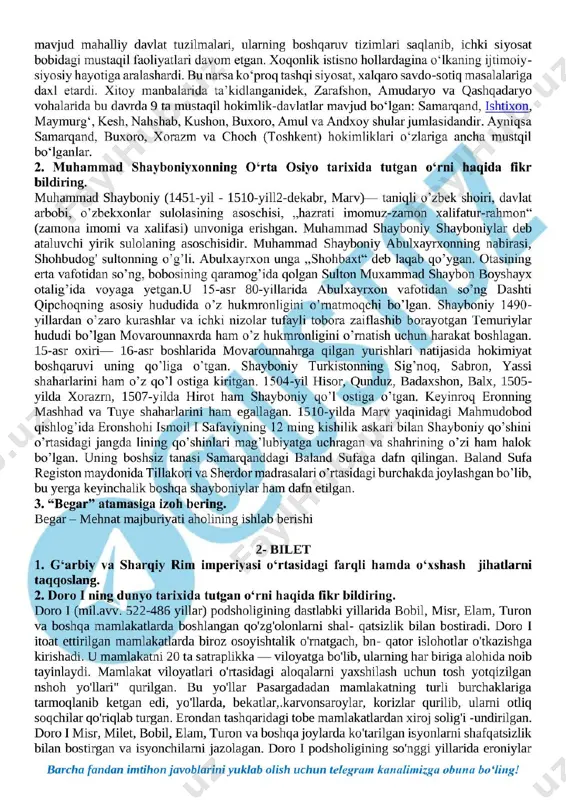 9-sinf tarix imtihon javoblari 2023 - Page 3