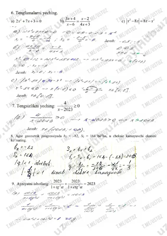 9-sinf matematika imtihon javoblari 2023 - Page 3