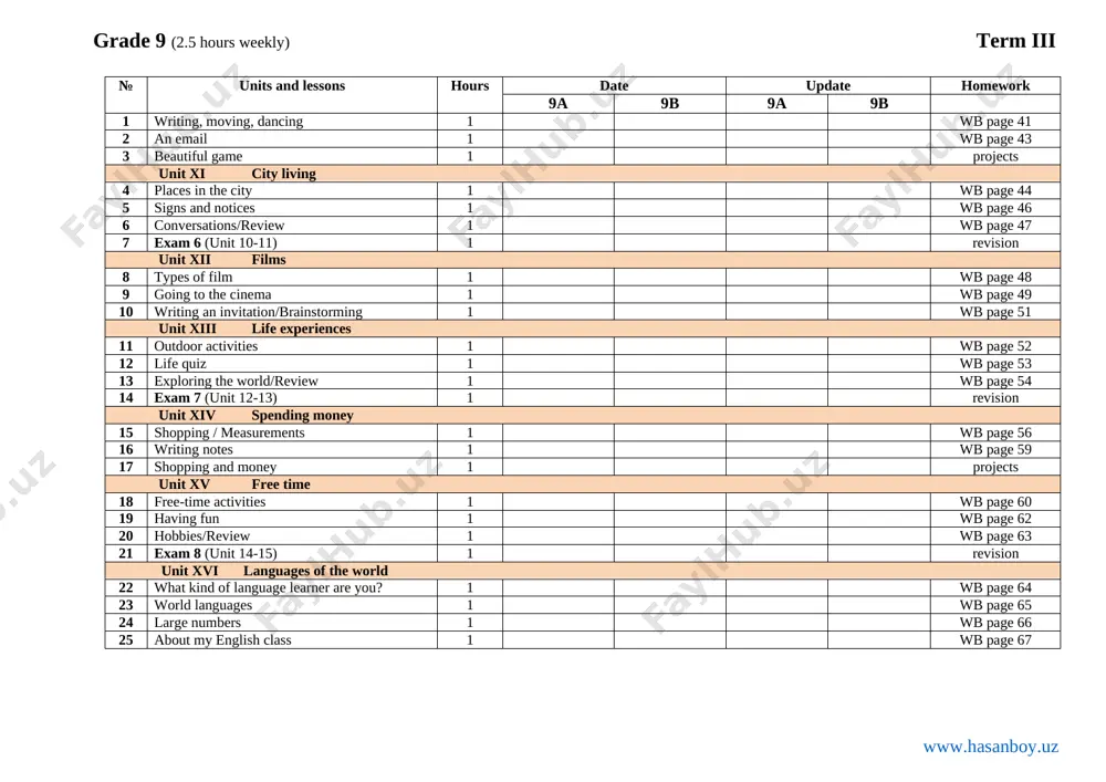 9-sinf ingliz tili 2.5 soat ish reja - Page 3