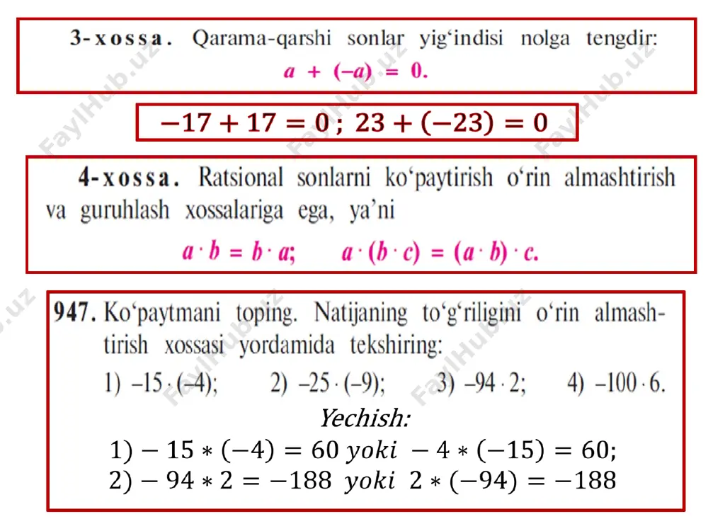 ratsional sonlar ustida bajariladigan amallar xossalari - Page 3