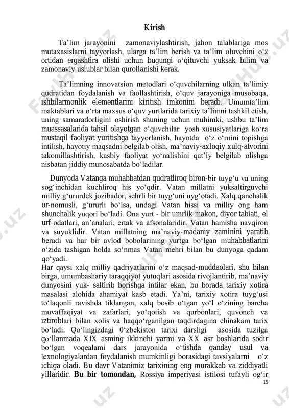 ar bir darsning didaktik vazifasidan kelib chiqib tanlash maqsadga muvofiq sanaladi. an‘anaviy dars shaklini saqlab qolgan holda, unga turli-tuman ta‘lim oluvchilar faoliyatini faollashtiradigan metodlar bilan boyitish ta‘lim oluvchilarning o‗zlashtirish darajasining ko‗tarilishiga olib keladi. o„qitish usuli – o‗qitishda belgilangan maqsadga erishish uchun ta‘lim oluvchi va ta‘lim beruvchining o‗zaro bog‗liq faoliyatini tashkil etishning tartibga solingan usulidir. ta‘lim ta‘lim usulining modeli ta‘lim maqsadlarini amalga oshirish bo‗yicha ta‘lim oluvchilar bilan oqituvchi o‗rtasida bo‗ladigan birgalikdagi murakkab jarayonda ta‘lim usuli muhim vazifani bajaradi. usullar natijaga erishishni taminlaydi. ushbu ta‘lim davridan chiqishda ta‘lim oluvchi quyidagilarni egallaganiga qarab shakllanadi: • bilish; • udallash; • qadrlash (qadriyatli yo‗nalishlar va ko‗rsatmalar, motivatsiya). ta‘limning boshlang‗ich davrida, ta‘lim beruvchi bilan ta‘lim oluvchining maqsadlari, qoidaga binoan, bir biridan uzilgan holda bo‗ladi. shuning uchun, avvalo, siz maqsadingizni ta‘lim oluvchiga yetkazishingiz kerak bo‗ladi. ta‘lim oluvchi, ushbu maqsadlarni qabul qilishi va tushunishi; anglashi va xotirada olib qolishi; amalda qo‗llashi lozim. usullar ta‘lim mazmunini amalda qo‗llashni ta‘minlaydi, …