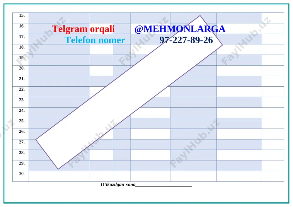 rib yugurish;telgram orqali @mehmonlarga telefon nomer 97-227-89-26 · chap, o’ng oyoqlarda sakrash. · yurish va yugurishga o’tish. · kurashchilarning maxsus jismoniy mashqlar · nafas rostlovchi mashqlar. asosiy qismi: kurash jang sanʼatining eng qadimiy turi boʻlib, uning ildizlari hozirgi oʻzbekiston hududida joylashgan. so‘nggi ilmiy tadqiqot ma’lumotlariga ko‘ra, kurashning yoshi kamida uch yarim ming yil. kurash jang san’atining insoniyatga ma’lum bo‘lgan eng qadimiy turlaridan biridir.kurash o‘zbekcha so‘z bo‘lib, “maqsadga halol yo‘l bilan erishish” ma’nosini bildiradi. o'sha qadimgi davrlarda bu an'anaviy bayramlar, bayramlar va to'ylarda jang san'ati va ommaviy jismoniy o'yin-kulgi edi. u haqidagi ma’lumotlarni ko‘plab qadimgi adabiy manbalarda uchratish mumkin. baxslarni tinchlik yo`li bilan hal qilish, shuningdek dushmanni asirga olish usullarini tasvirlovchi qadimiy rasmlar hozirgi o`zbekiston xududida olib borilgan arxeologik qazilmalar davomida topilgan. aytish joizki, musoboqalar oldidan uloqtirishlar, sakrashlar, kuchni namoyish qilishni o`z ichichga oluvchi mashqlar bajarilgan. ular raqiblarning o`zaro bellashuvlari oldidan badan qizdirish vositasi sifatida xizmat qilgan. kurashchilar bir-birining teridan ishlangan …