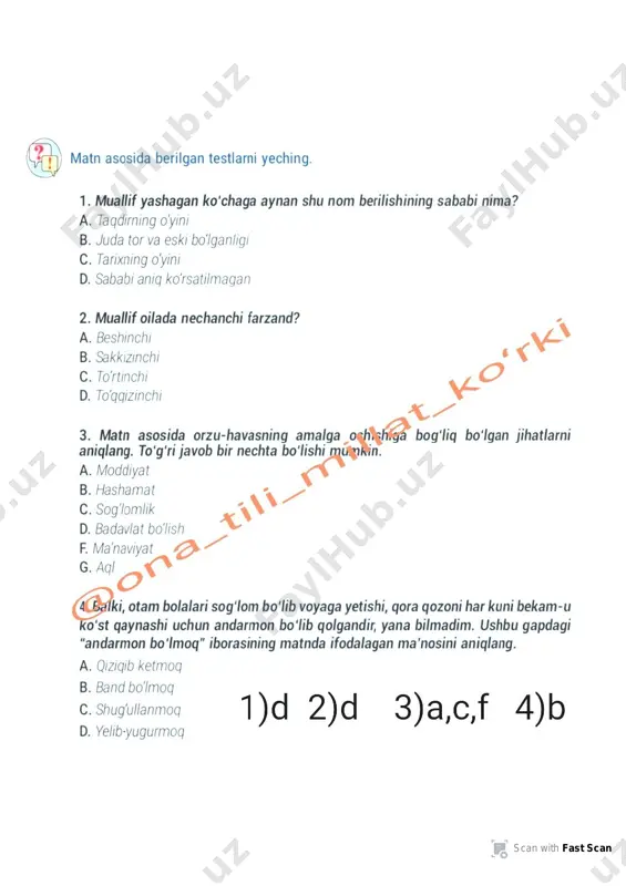6-sinf ona tili yangi darslikda berilgan test - Page 3