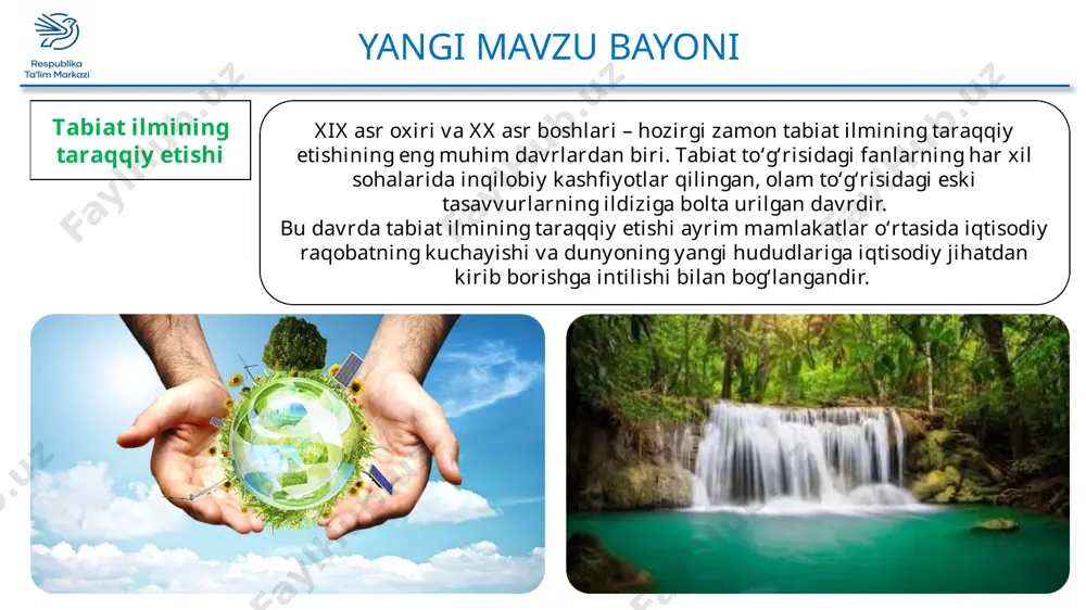 qqiy etishidagi eng muhim davrlar qaysi? xx asr oxiri xix asr oxiri - xx asr boshlari xviii asr oxiri - xix asr boshlari 2. matematika sohasida buyuk kashfiyotlar qilgan olimlarni ko‘rsating. lobachevskiy, beltrami nobel, lobachevskiy mendeleyev, nobel 3. nisbiylik nazariyasining asosiy g‘oyalarini kim e’lon qildi. a. eynshteyn b. v.grinyar c. f.lyofler e’tiboringiz uchun rahmat! image11.png image12.png image13.gif image14.png image15.png image16.png image17.png image18.png image19.png image20.png image21.png image22.png