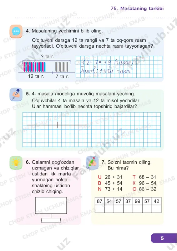 matematika 1 sinf darslik 75-79 - Page 3