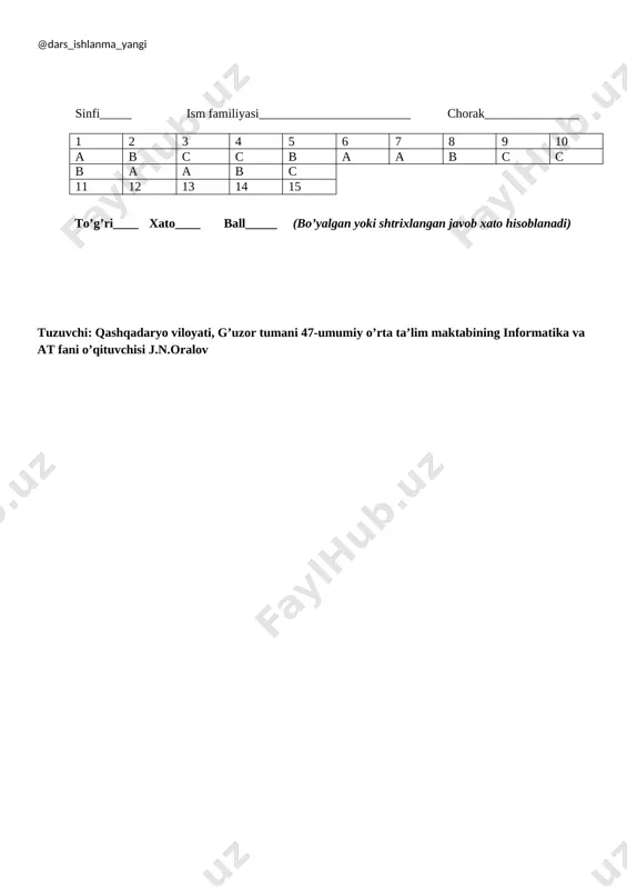 5-sinf informatika 3-chorak testi 2023+ - Page 3