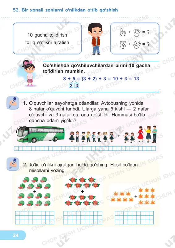 matematika 1 sinf darslik 51-55 - Page 3