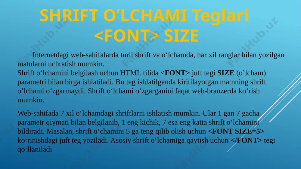 9-sinf. shrift o‘lchami, rangi va web-sahifa foni - Page 3